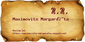 Maximovits Margaréta névjegykártya